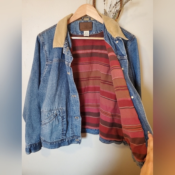 Eddie Bauer Vintage Womens Denim Bomber Jacket with Curdoroy collar - Picture 13 of 13